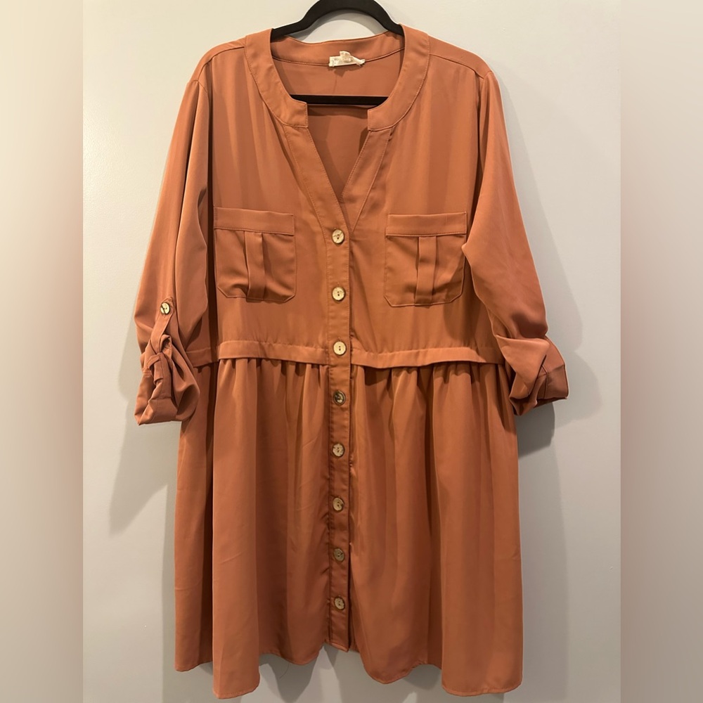 Entro Rust Long Sleeve Shift Dress Size XL - Picture 3 of 5